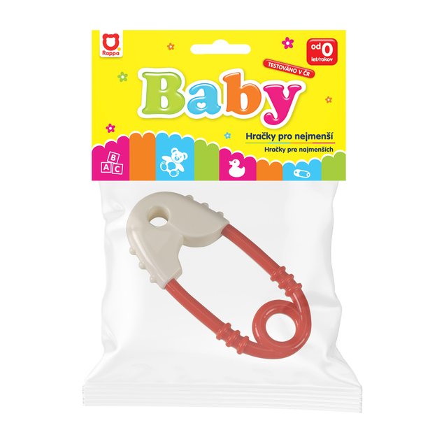 Safety pin rattle red-white 2