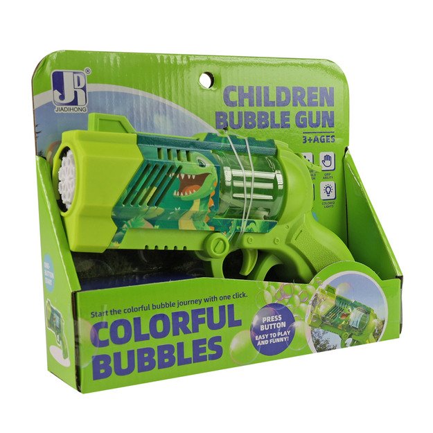 Žalias dinozaurų burbulų pistoletas su šviesa 2