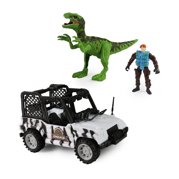 Automobilių džipų dinozaurų parkas su dinozaurų garsu ir šviesa 1