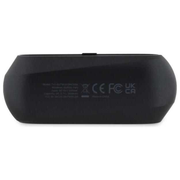 „Guess“ pailgos metalinio spausdinto logotipo „Bluetooth TWS“ ausinės + įkrovimo dėklas (juodos) 12