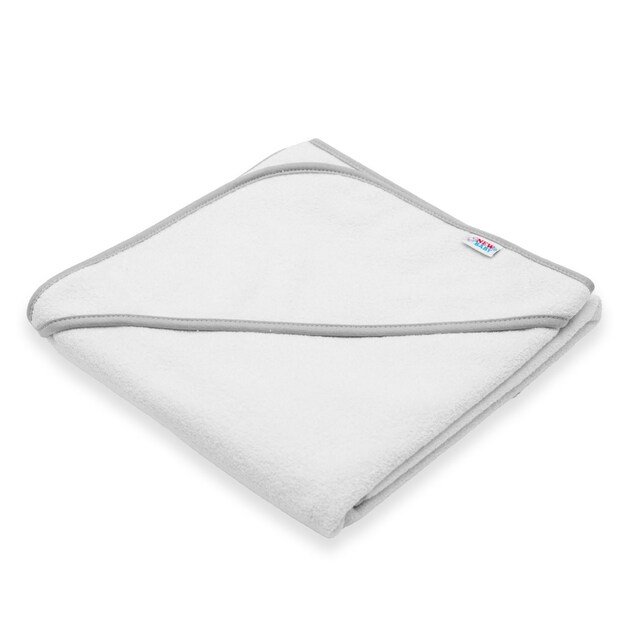 Kūdikio kilpinis rankšluostis su gobtuvu New Baby BASIC 80x80 baltai pilkas 2