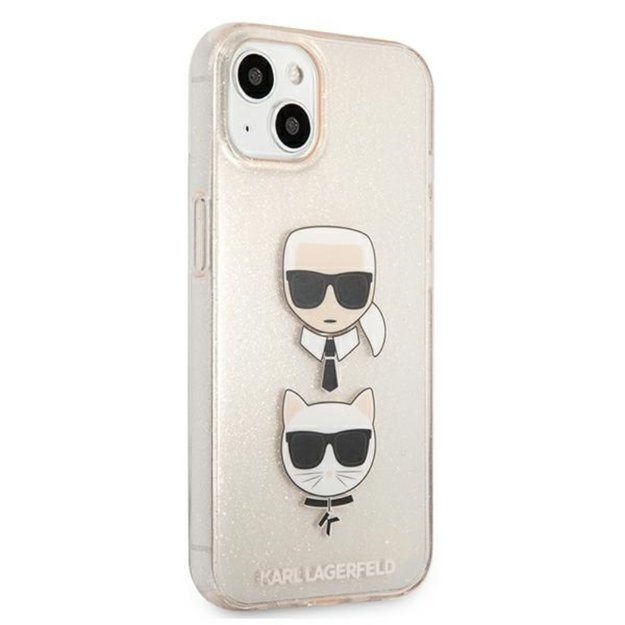 Karl Lagerfeld blizgučiais puoštas Karl & Choupette dėklas iPhone 13 mini (auksinis) 4