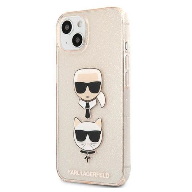 Karl Lagerfeld blizgučiais puoštas Karl & Choupette dėklas iPhone 13 mini (auksinis) 2