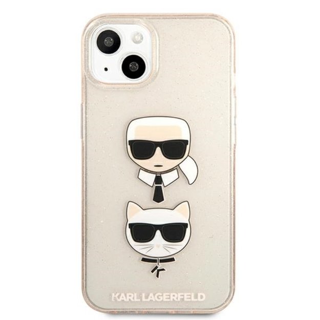Karl Lagerfeld blizgučiais puoštas Karl & Choupette dėklas iPhone 13 mini (auksinis) 3
