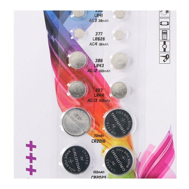 Grundig - Šarminių plokščių baterijų rinkinys AG / CR 14 vnt. 1