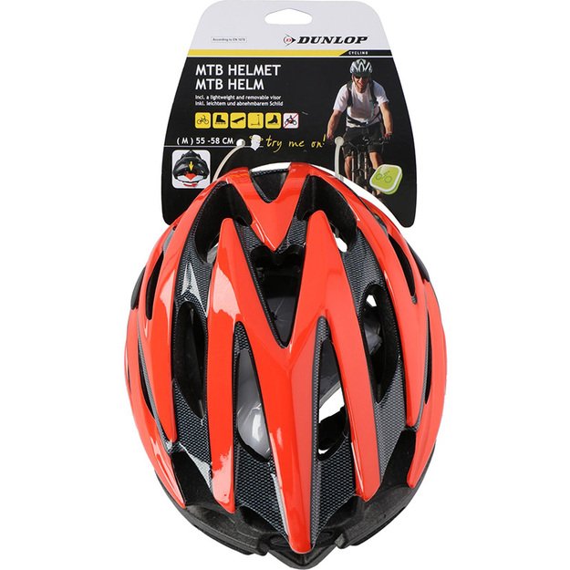 Dunlop – MTB reguliuojamas dviračio šalmas r. M 55-58 cm (raudona/juoda)