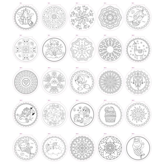 Mandalų spalvinimo knygelė, 25 lapai 2