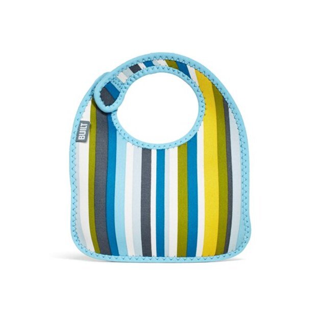 BUILT Mess Mate rinkinys iš 2 kūdikio seilinukų (Baby Blue Stripe) 5