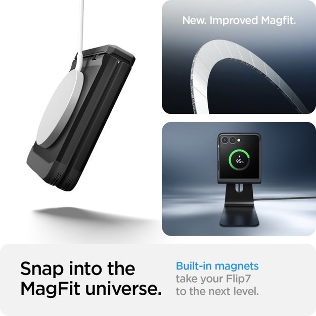 „Spigen Tough Armor Pro Mag MagSafe“ dėklas, skirtas „Samsung Galaxy Z Flip 7“ (juodas) 22