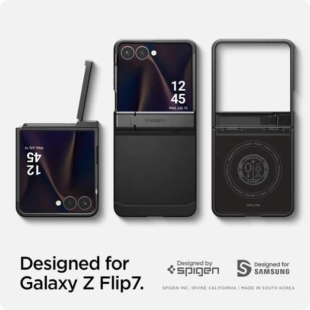 „Spigen Tough Armor Pro Mag MagSafe“ dėklas, skirtas „Samsung Galaxy Z Flip 7“ (juodas) 20
