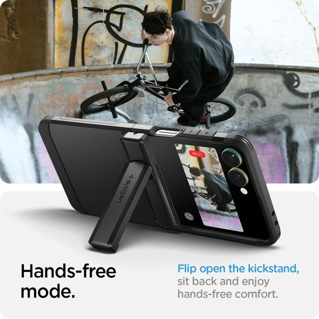„Spigen Tough Armor Pro Mag MagSafe“ dėklas, skirtas „Samsung Galaxy Z Flip 7“ (juodas) 24