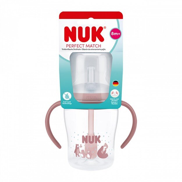 NUK Perfect Match lavinamasis kūdikių buteliukas su šiaudeliu MEŠKIUKAS 150 ml 2