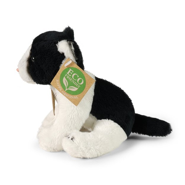 Pliušinis juodai baltas katinas 14 cm EKOLOGIŠKAS 3