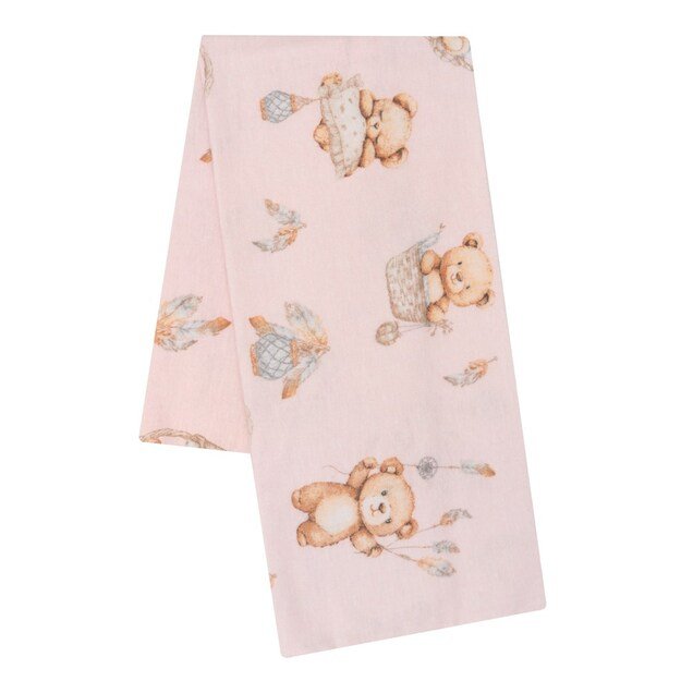 Flanelinės sauskelnės su raštu Naujas kūdikis Meškiukas rožinis