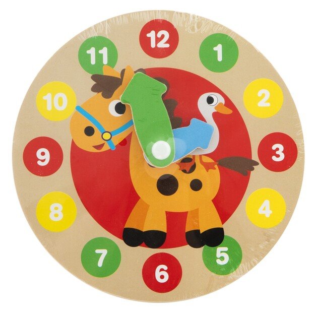 Mano pirmasis medinis laikrodis 14 cm Gyvūnai 1