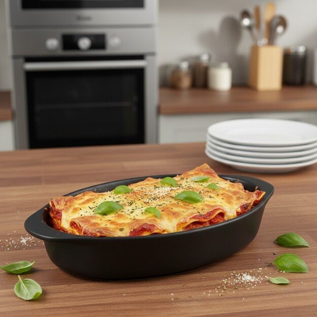 Alpina - keraminis orkaitės indas, ovalus, 27x17x5,3 cm (juodas) 3