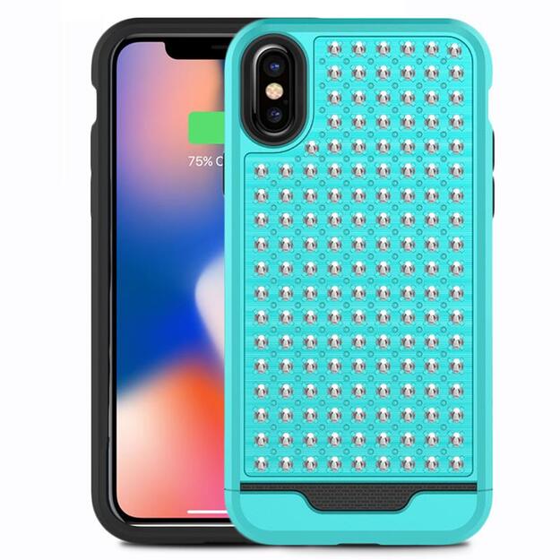 Zizo Star Diamond hibridinis dangtelis, skirtas iPhone X (meal/juoda) 11