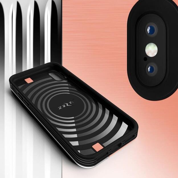 „Zizo Retro“ serija – piniginės atlošas su magnetiniu užsegimu ir įmontuotu stovu, skirtu „iPhone Xs / X“ (persiko / sidabro) 24