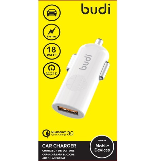 Budi - 1 USB automobilinis įkroviklis su LED indikatoriumi