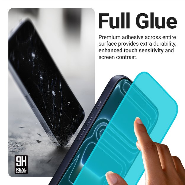 „Crong EasyShield“ 2 vnt. grūdinto stiklo pakuotė, skirta „iPhone 17“ / „iPhone 17 Pro“ / „iPhone 16 Pro“ (2 vnt.) 4