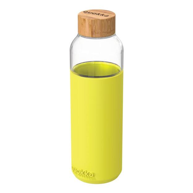 Quokka Flow - Stiklinis suapvalintas buteliukas su silikoniniu dangteliu 660ml (Neon Green)