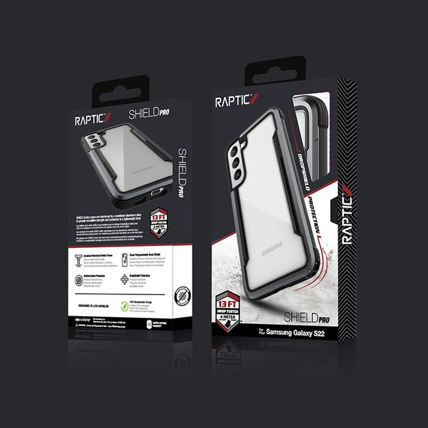 X-Doria Raptic Shield Pro – dėklas, skirtas Samsung Galaxy S22 5G (antimikrobinė apsauga) (juodas)