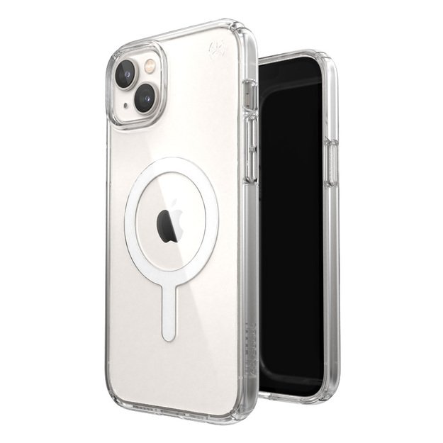 Speck Presidio Perfect-Clear + MagSafe – iPhone 15 Plus / 14 Plus dėklas su MICROBAN danga (skaidri) 27