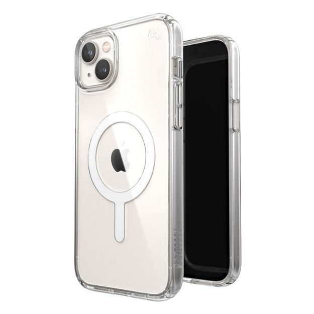 Speck Presidio Perfect-Clear + MagSafe – iPhone 15 Plus / 14 Plus dėklas su MICROBAN danga (skaidri)