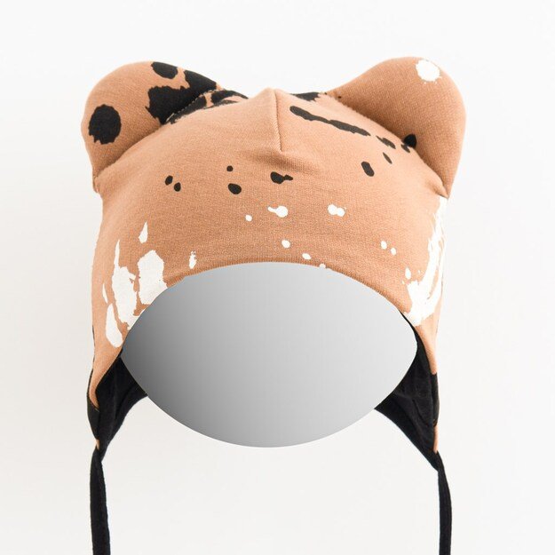 Baby cotton cap with ears New Baby paw mustard, size 56 (0-3m), 56 (0-3m)