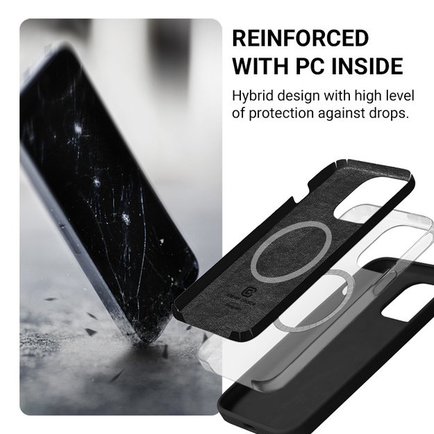 „Crong Color Cover“ magnetinis dėklas, skirtas „iPhone 14 Pro“ (juodas)