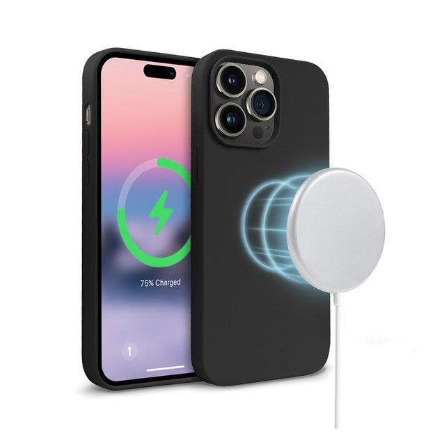 „Crong Color Cover“ magnetinis dėklas, skirtas „iPhone 14 Pro“ (juodas)