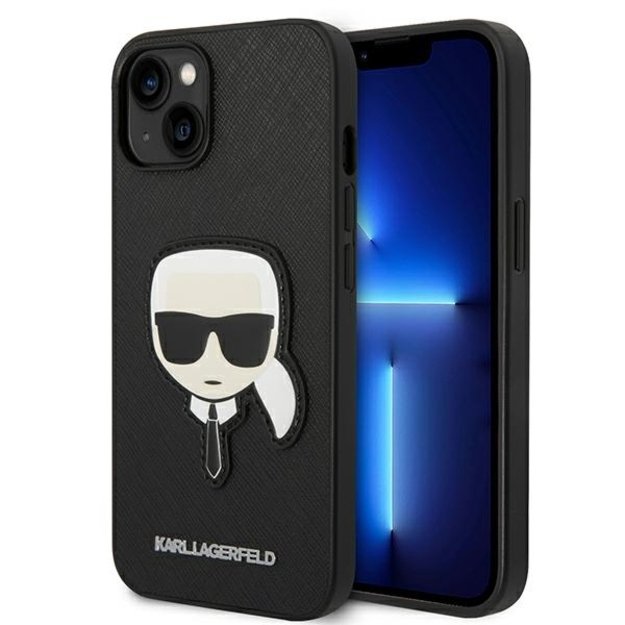 Karl Lagerfeld Saffiano Karl Head Patch Case iPhone 14 Plus (juodas)