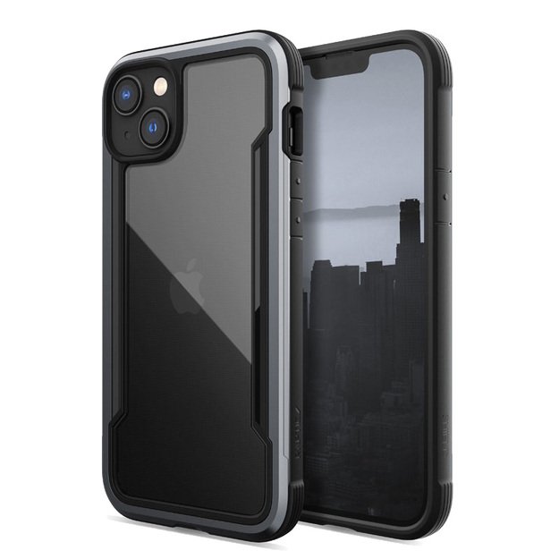 „X-Doria Raptic Shield“ – aliuminio dėklas, skirtas „iPhone 14 Plus“ (patikrintas kritimo metu 3 m) (juodas)