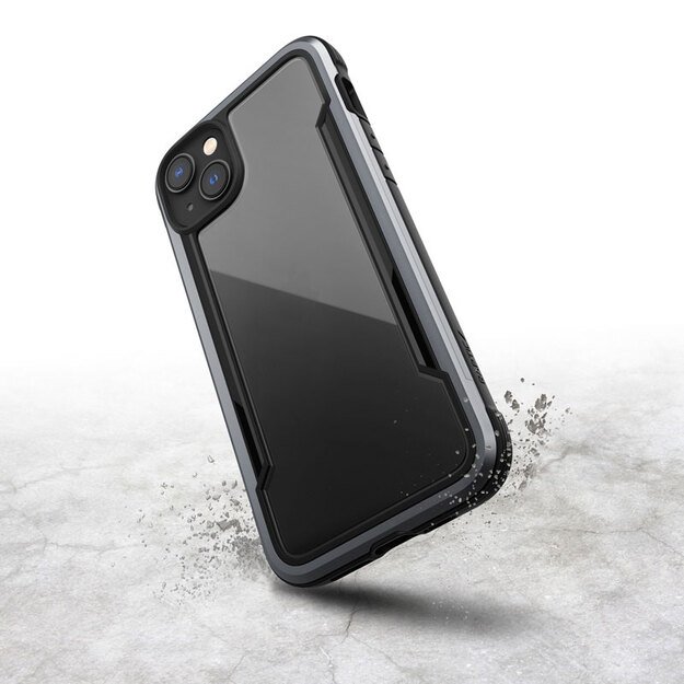 „X-Doria Raptic Shield“ – aliuminio dėklas, skirtas „iPhone 14 Plus“ (patikrintas kritimo metu 3 m) (juodas)