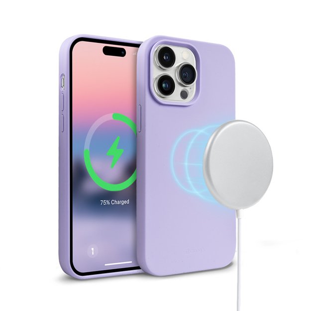 „Crong Color Cover“ magnetinis dėklas, skirtas „iPhone 14 Pro“ (violetinė)