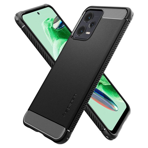 Spigen Rugged Armor – dėklas, skirtas Xiaomi Redmi Note 12 5G/POCO X5 5G (juodas)