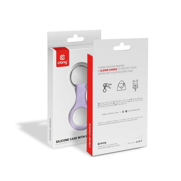 Crong silikoninis dėklas su raktų pakabu – apsauginis Apple AirTag raktų pakabuko dėklas (violetinė) 7