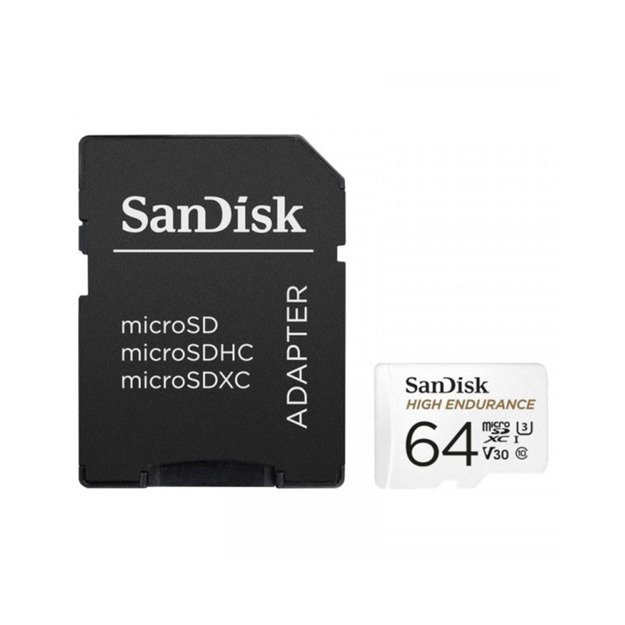 SanDisk High Endurance microSDXC - Atminties kortelė 64 GB 10 klasės UHS-I 100/40 MB/s su adapteriu