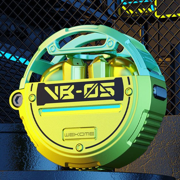 WEKOME VB05 Vanguard serija – Bluetooth V5.3 TWS belaidės ausinės su įkrovimo dėklu (žalia) 5