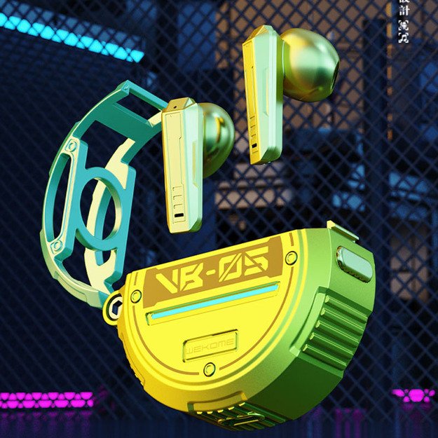 WEKOME VB05 Vanguard serija – Bluetooth V5.3 TWS belaidės ausinės su įkrovimo dėklu (žalia) 7