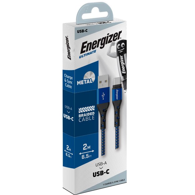 Energizer Ultimate – USB-A į USB-C jungiamasis laidas 2 m (mėlynas)