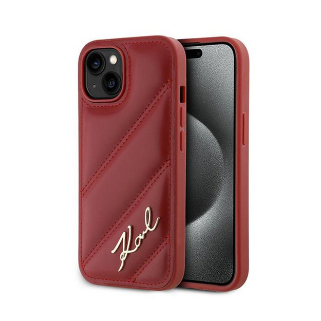Karl Lagerfeld Diagonal Quilted Script - Case for iPhone 15 / 14 / 13 (Red) 1