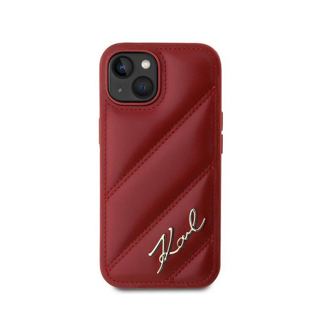 Karl Lagerfeld Diagonal Quilted Script - Case for iPhone 15 / 14 / 13 (Red) 3