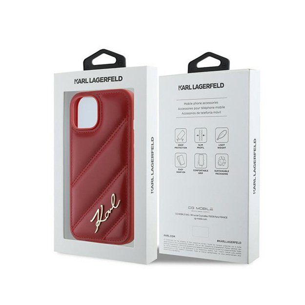 Karl Lagerfeld Diagonal Quilted Script - Case for iPhone 15 / 14 / 13 (Red) 8