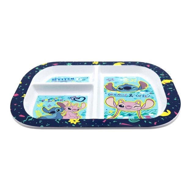 Disney Stitch - Microwave-safe children s plate with compartments from the Stitch & Angel collection (19.5 x 22 cm)