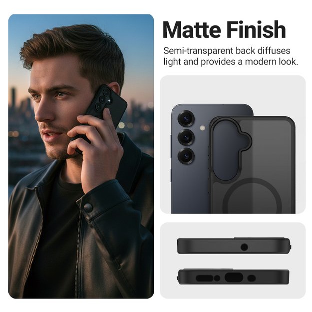 Crong Hybrid Matte Magnetic - MagSafe Case Samsung Galaxy A56 (Black) 5