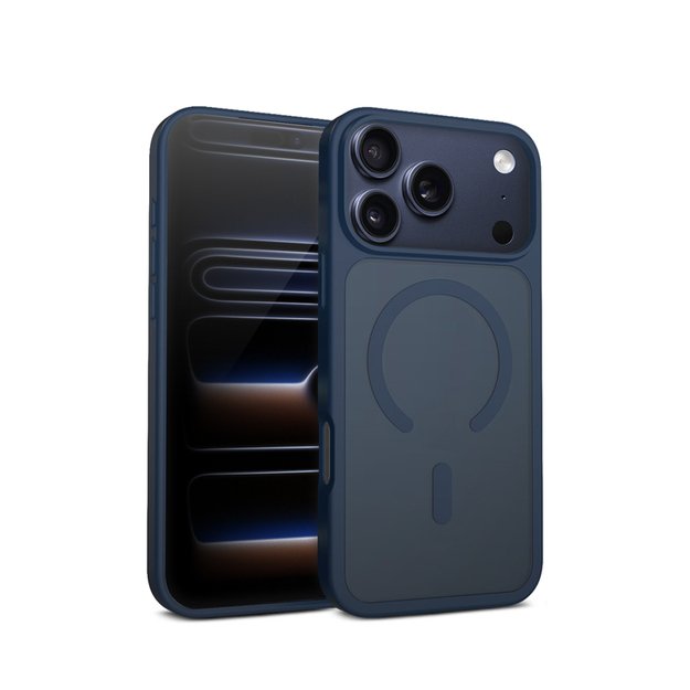 Crong Hybrid Matte Magnetic - MagSafe iPhone 17 Pro Case (Navy Blue)