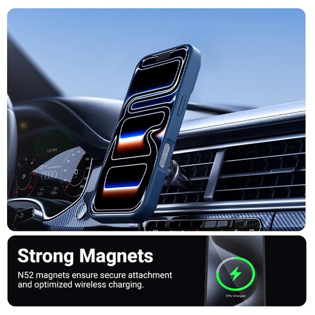 Crong Hybrid Matte Magnetic - MagSafe iPhone 17 Pro Case (Navy Blue) 3