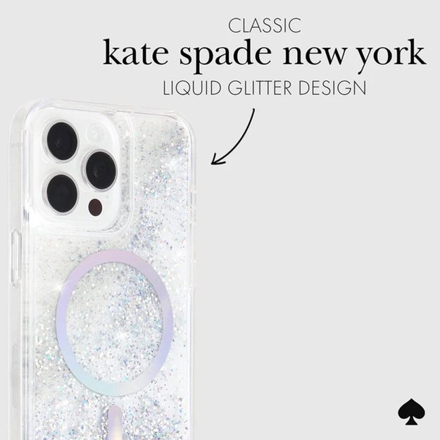 Kate Spade New York Liquid Glitter MagSafe – iPhone 15 Pro dėklas (opalinis blizgus)