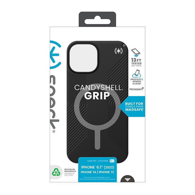 Speck Presidio2 Grip Magsafe – dėklas, skirtas iPhone 15 / iPhone 14 / iPhone 13 (juodas / šiferio pilkas / baltas)